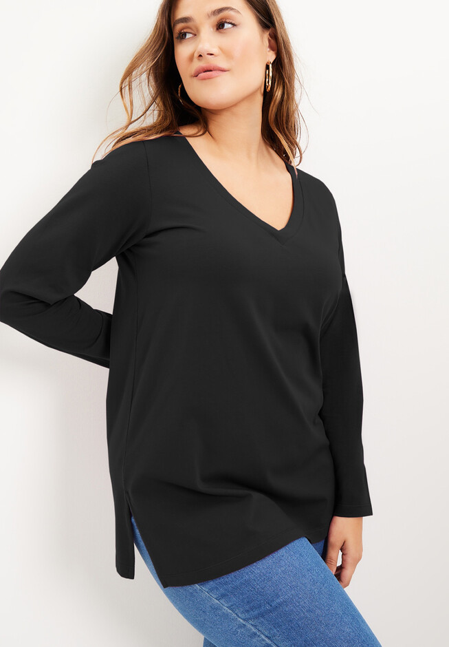 Long-Sleeve V-Neck One + Only Tunic | June And Vie