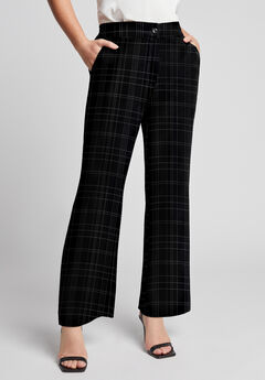 June + Vie Women's Plus Size Curvie Fit Wide-Leg Corner Office Pants - 12  W, Black at  Women's Clothing store